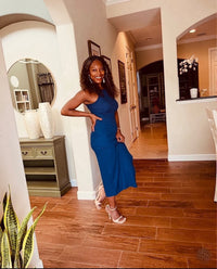 Care Free Long Maxi Navy Dress