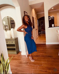Care Free Long Maxi Navy Dress