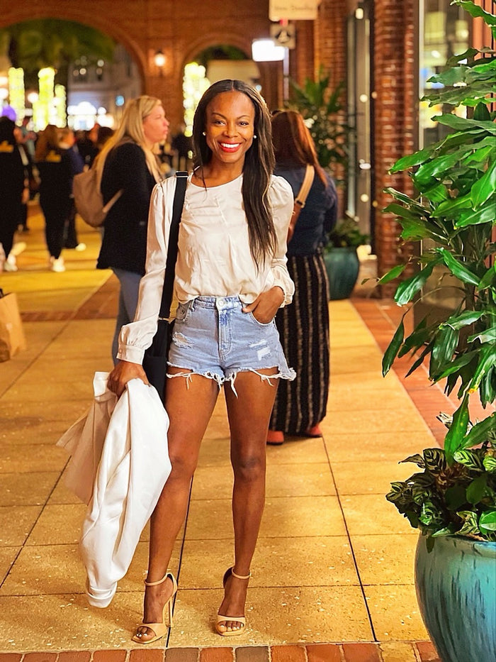 Mickaa Light Blue Denim Distressed Cutoff Shorts