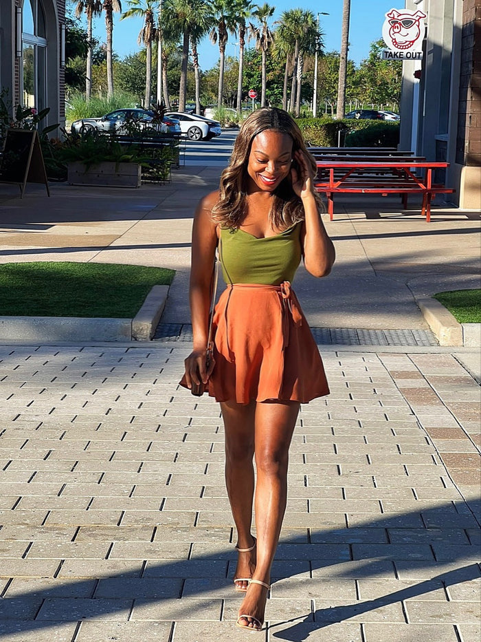 Corte Brown Vegan Short Skirt
