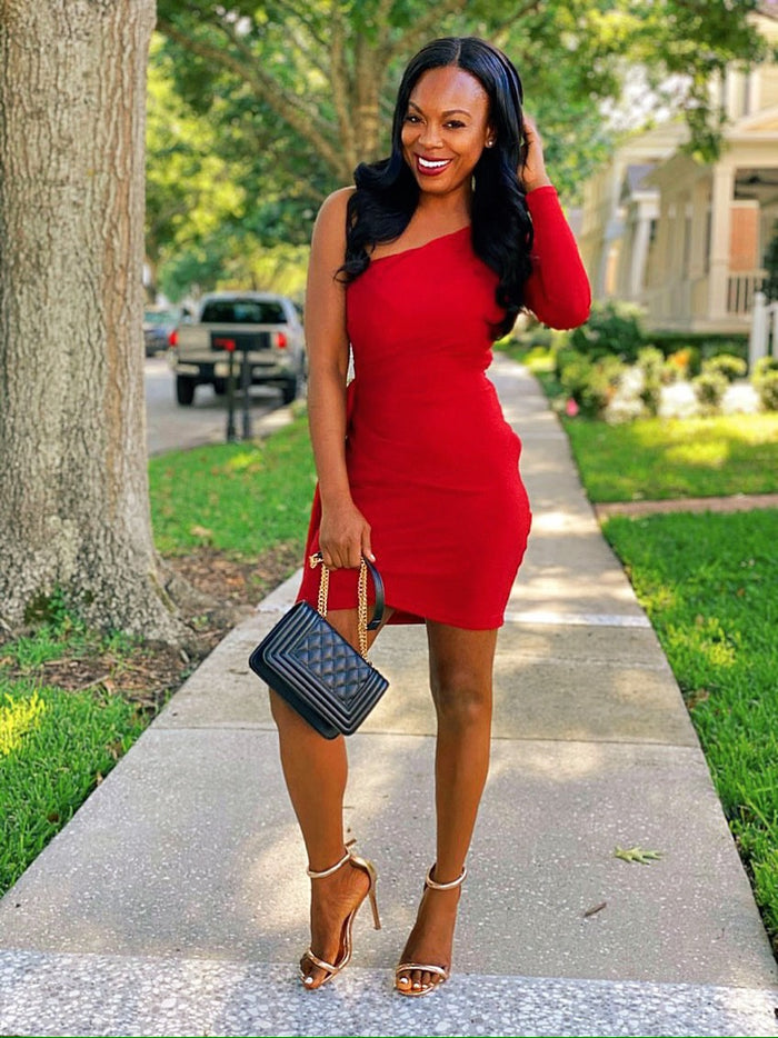 One Shoulder Mini Bodycon Dress