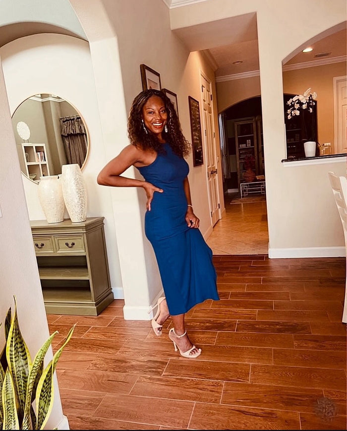 Care Free Long Maxi Navy Dress