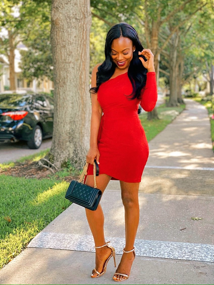 One Shoulder Mini Bodycon Dress